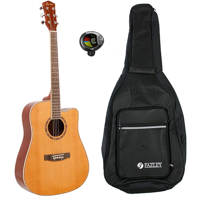 Foto van Fazley w65-nt akoestische western gitaar naturel + gigbag + stemapparaat