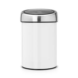 Foto van Brabantia touch bin wandafvalemmer 3 liter met kunststof binnenemmer - white / brilliant steel