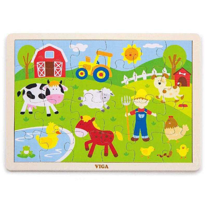 Foto van Viga toys houten legpuzzel boerderij 24 stukjes