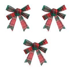 Foto van Feeric christmasa strikjes - 3x - rood/groen - 10 x 12 cm - polyester - kersthangers