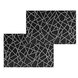 Foto van Set van 6x stuks placemats grafische print zwart texaline 45 x 30 cm - placemats