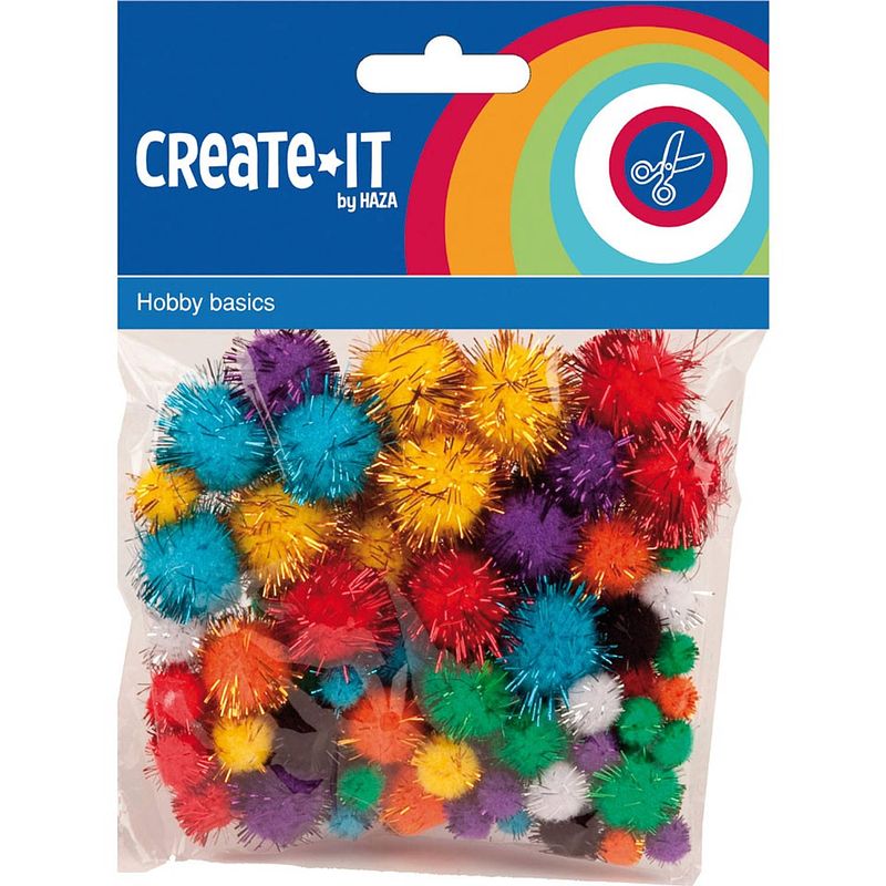 Foto van Create-it pompoms glitter - 78 stuks