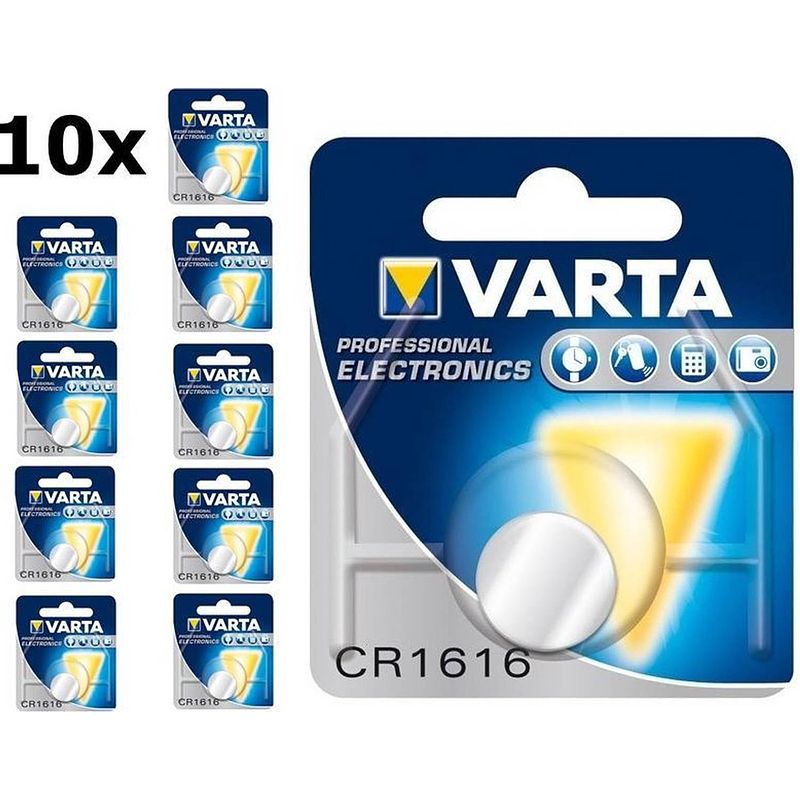 Foto van Varta cr1616 55mah 3v lithium knoopcel professional electronics - 10 stuks