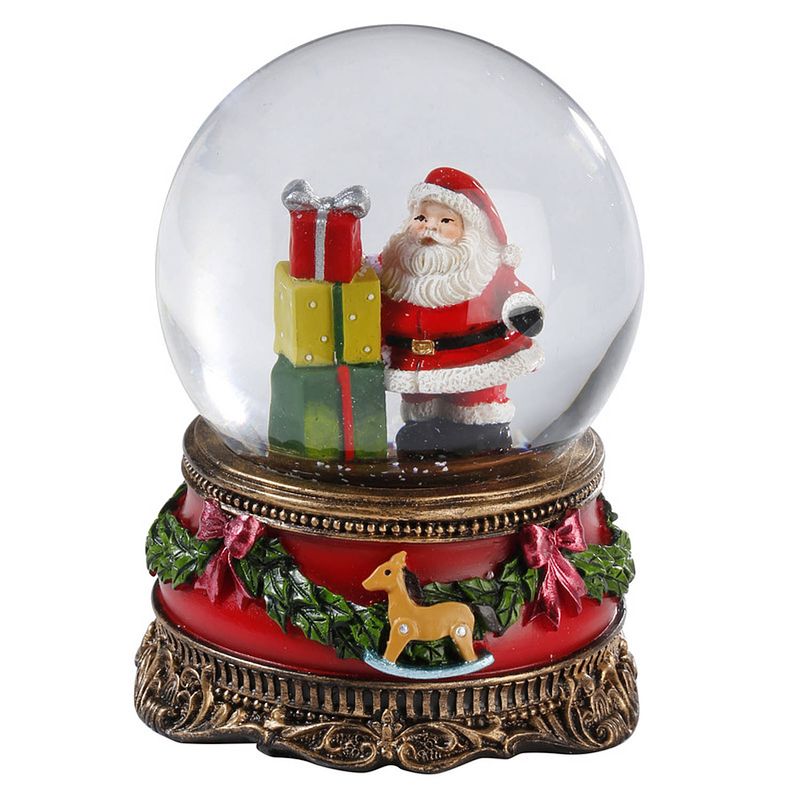 Foto van 1x sneeuwbollen/snowglobes kerstman met cadeaus 9 cm - sneeuwbollen