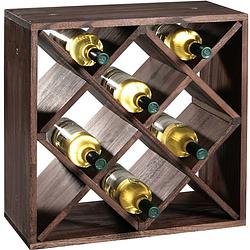 Foto van 1x houten wijnflesrek/wijnrekken staand voor 16 flessen 25 x 50 x 50 cm - wijnrekken