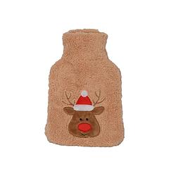 Foto van Kerst kruik warmwaterkruik 850 ml warmtezak bruin beige warmte kerstcadeau 28x18cm