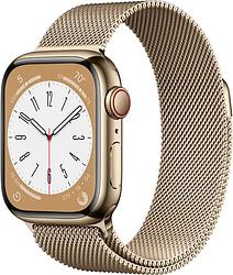 Foto van Apple watch series 8 4g 41mm goud rvs milanese polsband