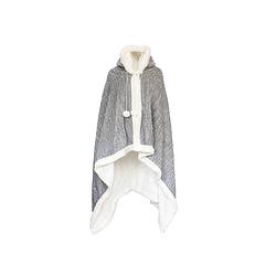 Foto van Linnick hoodie flanel fleece deken met capuchon croco - zilver - 130x180cm