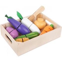 Foto van Houten speelgoed groenten 9 delige set inclusief krat - duurzaam en creatief