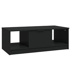 Foto van The living store salontafel zwart bewerkt hout - 102 x 50 x 36 cm - extra opbergruimte