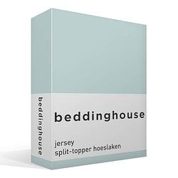 Foto van Beddinghouse jersey split-topper hoeslaken - 100% gebreide jersey katoen - lits-jumeaux (180x200/220 cm) - mint green