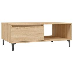 Foto van The living store middentafel - sonoma eiken - 90 x 60 x 35 cm - spaanplaat en metaal