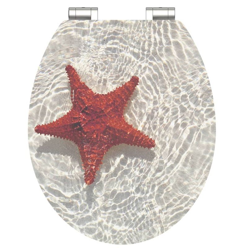 Foto van Schütte toiletbril met soft-close red starfish mdf hoogglans