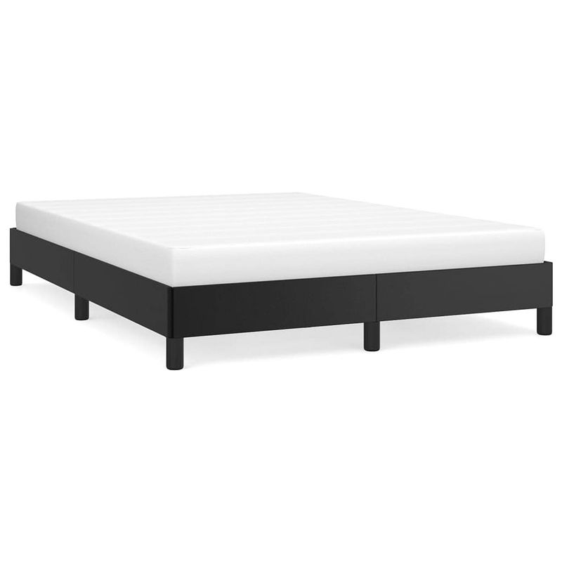 Foto van The living store bedframe - kunstleer - multiplex lattenbodem - zwart - 193x143x25cm - geschikt voor 140x190cm matras