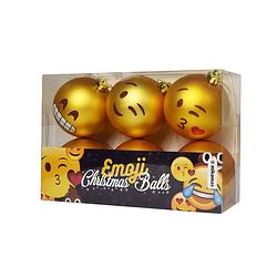 Foto van Emoji kerstballen - set van 6 - grappige kerstballen met 6 verschillende emoji'ss - ø 7,8cm - christmas balls -