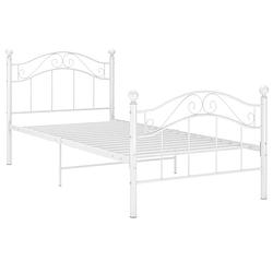 Foto van The living store bedframe eenpersoons - gepoedercoat metaal - wit - 209 x 97 x 92.5 cm - montage vereist