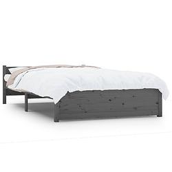 Foto van The living store bedframe - massief grenenhout - 135x190 cm - grijs