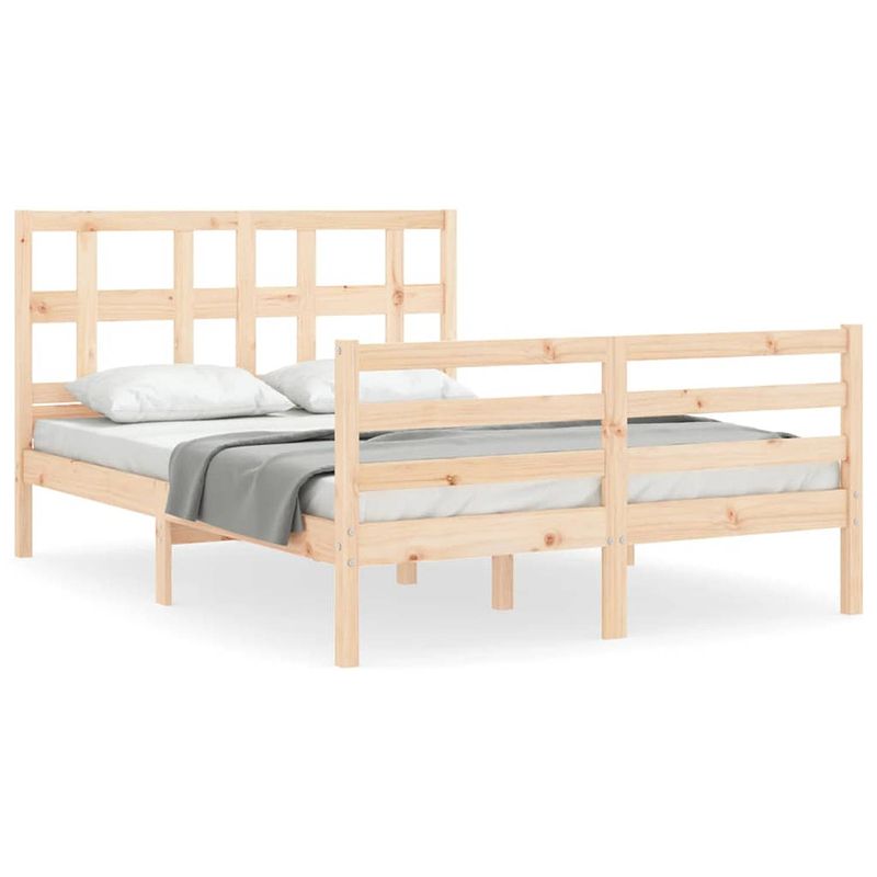 Foto van The living store bedframe grenenhout - massief - 205.5 x 125.5 x 100 cm - multiplex lattenbodem