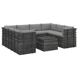 Foto van Vidaxl 9-delige loungeset met kussens pallet massief grenenhout