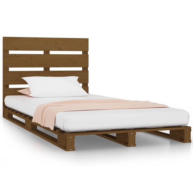 Foto van The living store houten bed - massief grenenhout - 200x100x80 cm - honingbruin