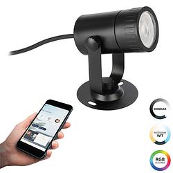 Foto van Eglo connect.z nema-z smart grondpin buiten - gu10 - 12,5 cm - zwart - instelbaar rgb & wit licht - dimbaar - zigbee