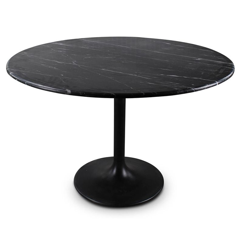 Foto van 24designs volterra ronde eettafel - diameter 120 cm - zwart marmer