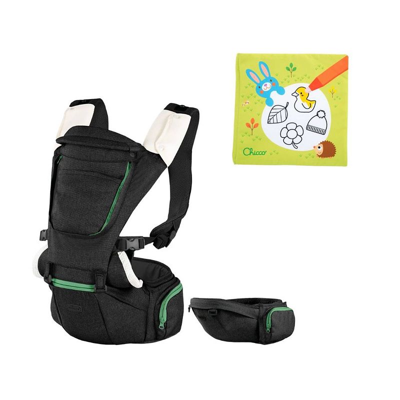 Foto van Chicco bundel - draagzak hip seat - black & babyboekje - kleuren met water - seizoenen