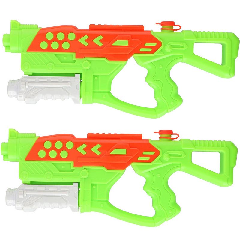 Foto van 2x waterpistolen/waterpistool groen van 42 cm kinderspeelgoed - waterpistolen