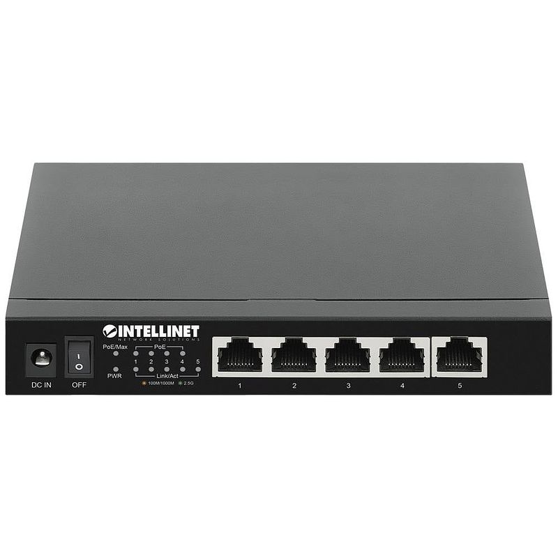 Foto van Intellinet 5-port 2,5g ethernet poe+ switch 4xpse poe+ ports 55 w poe-leistungsbudget netwerk switch ieee 802.3af (15.4 w), ieee 802.3at (30 w)