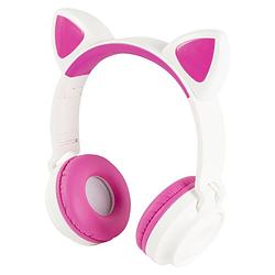 Foto van Draadloze kinderkoptelefoon met kattenoortjes - wit roze