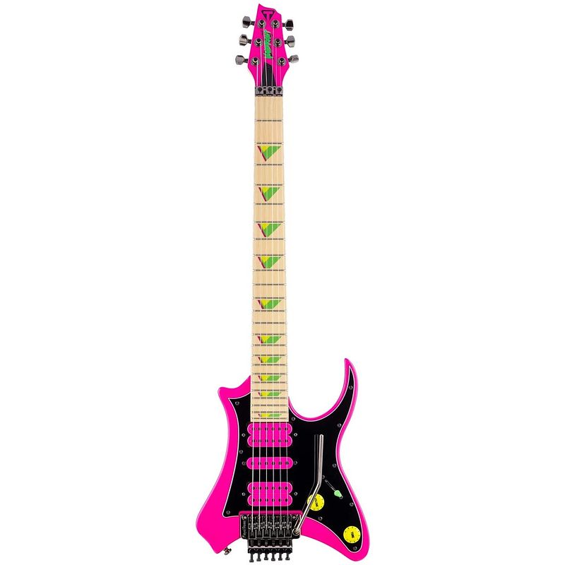 Foto van Traveler guitar vaibrant deluxe v88x hot pink met gigbag