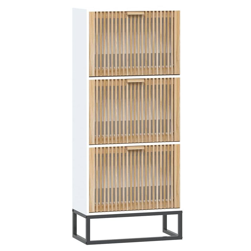 Foto van The living store schoenenkast - elegant - bewerkt hout - 52 x 25 x 120 cm