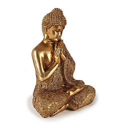 Foto van Boeddha beeld polyresin goud zittend 33 cm voor binnen - beeldjes