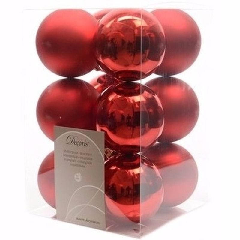 Foto van Elegant christmas kerstboom decoratie kerstballen rood 12 stuks - kerstbal