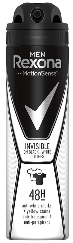 Foto van Rexona men invisible on black + white clothes aerosol anti-transpirant