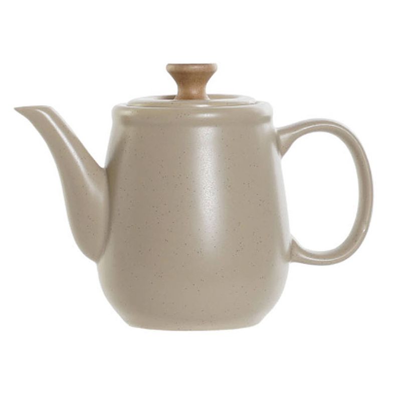 Foto van Items kitchen theepot ceylon - keramiek/hout - 1000 ml - beige - theepotten