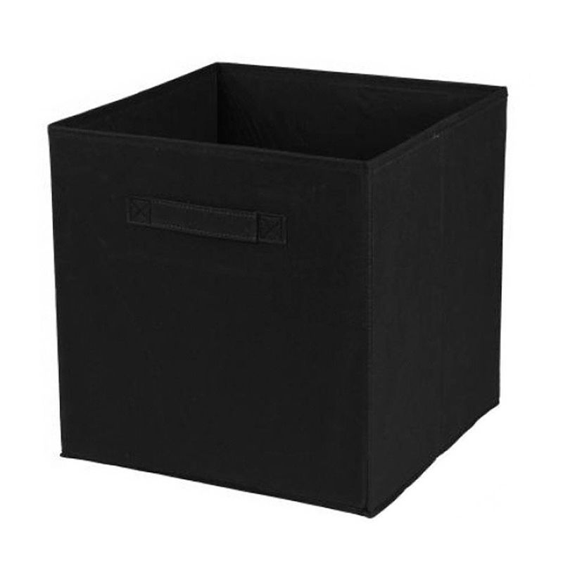 Foto van Urban living opbergmand/kastmand square box - karton/kunststof - 29 liter - zwart - 31 x 31 x 31 cm - opbergmanden