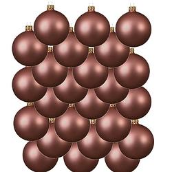 Foto van 24x glazen kerstballen mat oud roze 8 cm kerstboom versiering/decoratie - kerstbal