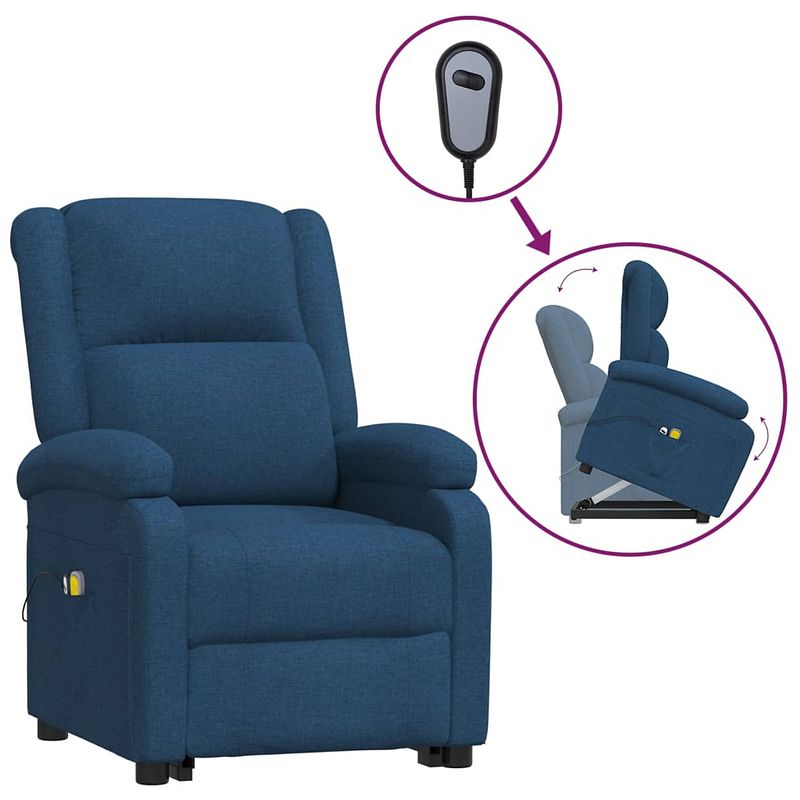 Foto van The living store sta-op-massagestoel - blauw - verstelbaar - usb-aansluiting - 6 massagepunten - comfortabel