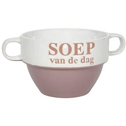 Foto van Soepkommen - soep van de dag - keramiek - d12 x h8 cm - oud roze - stapelbaar - kommetjes