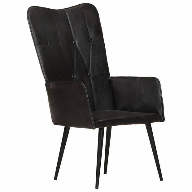 Foto van Vidaxl fauteuil echt leer zwart