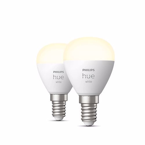 Foto van Philips hue kogellamp p45 e14 2-pack zachtwit licht