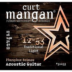 Foto van Curt mangan phosphor bronze 12-53 traditional light snarenset voor staalsnarige akoestische gitaar