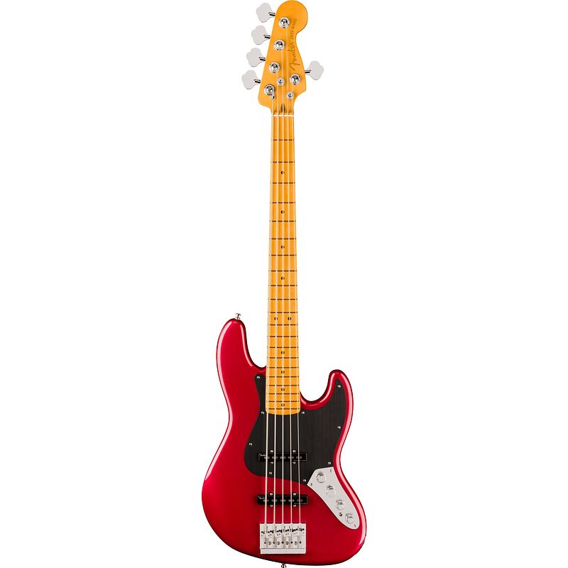 Foto van Fender american ultra ii jazz bass v mn sinister red 5-snarige elektrische basgitaar met koffer