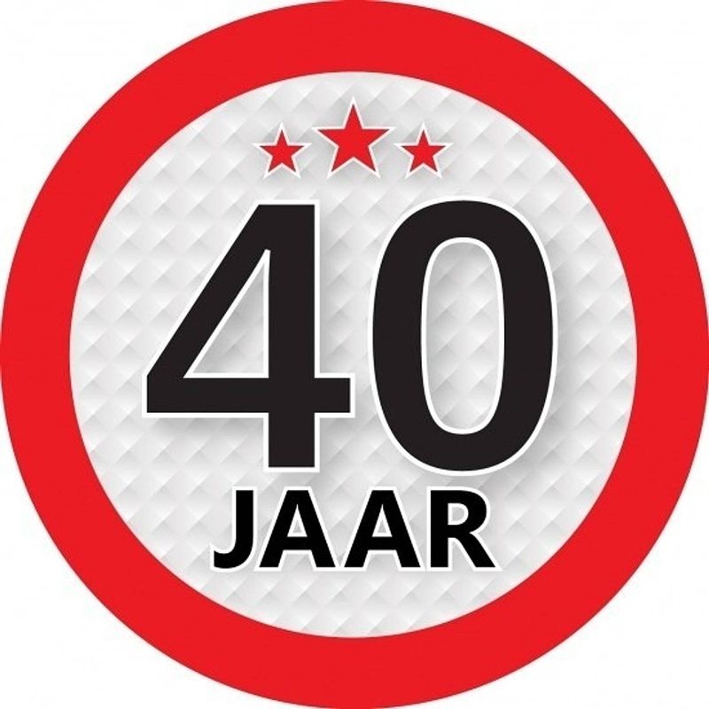 Foto van 10x 40 jaar leeftijd stickers rond 9 cm verjaardag versiering - feeststickers