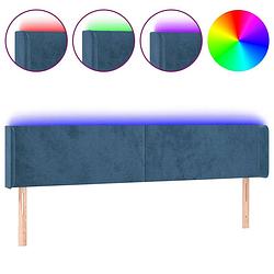 Foto van The living store hoofdbord donkerblauw led-verlichting - 183 x 16 x 78/88 cm - verstelbaar - schuimvulling -