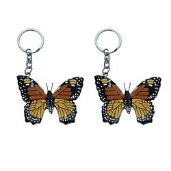 Foto van 2x stuks houten vlinder sleutelhanger 6 cm - sleutelhangers