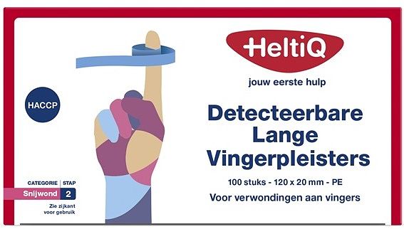 Foto van Heltiq detecteerbare lange vingerpleisters pe 120x20mm