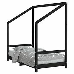 Foto van Vidaxl kinderbedframe 80x160 cm massief grenenhout zwart