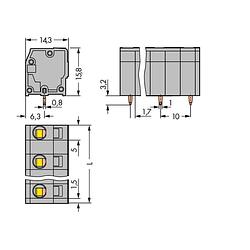 Foto van Wago 739-3202 veerkrachtklemblok 2.50 mm² aantal polen 2 grijs 280 stuk(s)